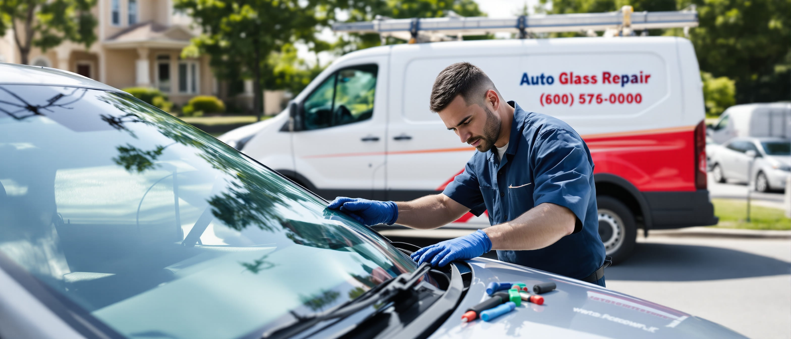 Mobile auto glass service technician